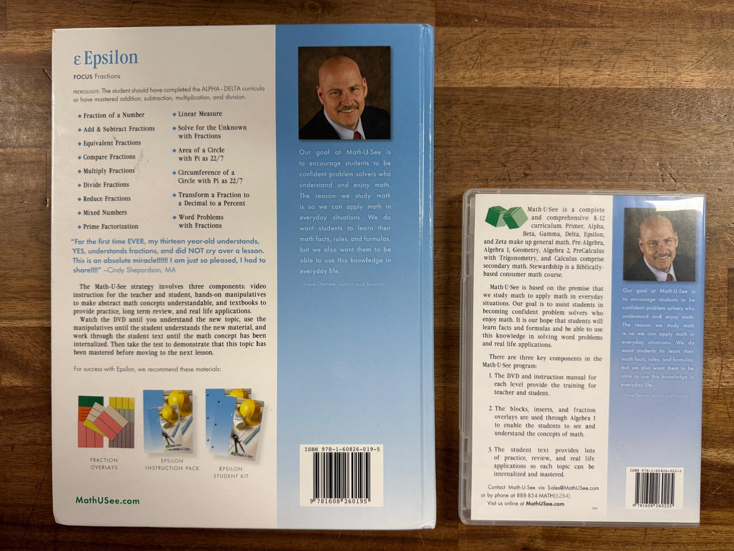 Math-U-See Epsilon Fractions SET: Instruction Manual & DVD (VG)