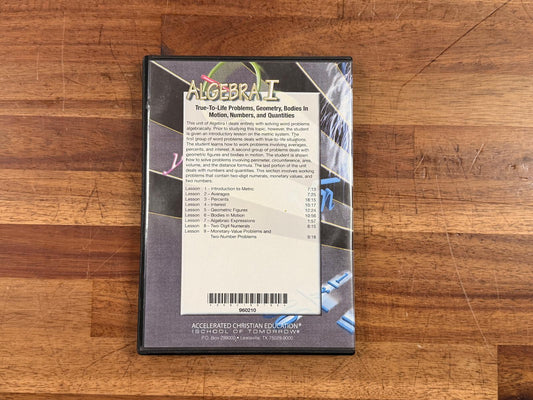 ACE Algebra 1 DVD - Volume 10 - True-to-Life Problems...