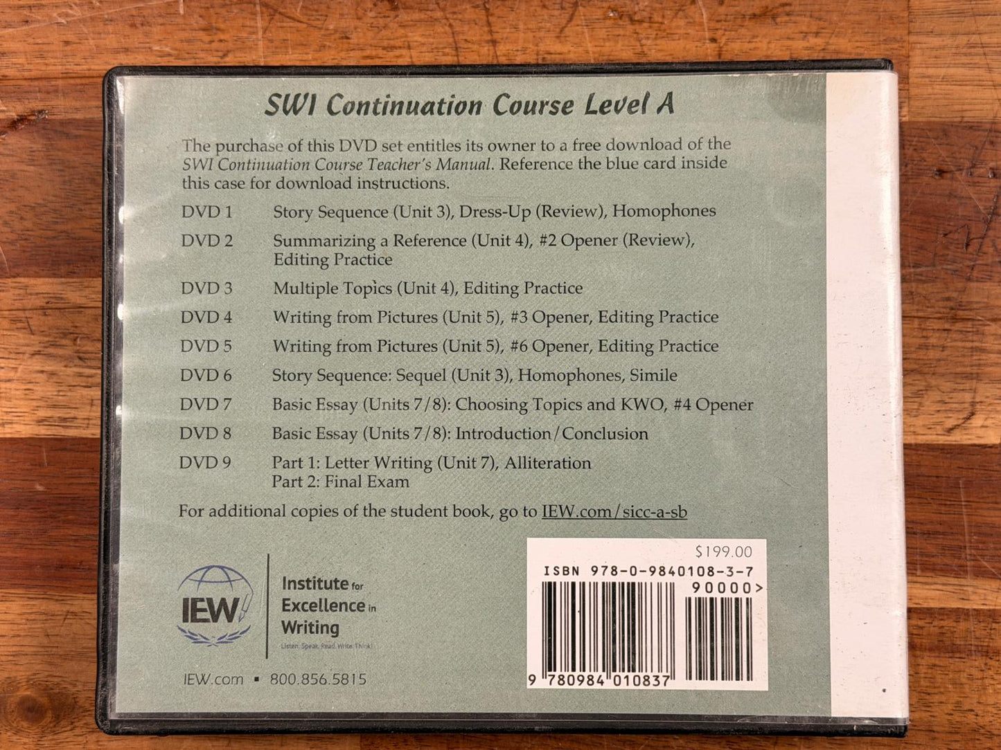 IEW Student Writing Intensive Continuation Course Level A