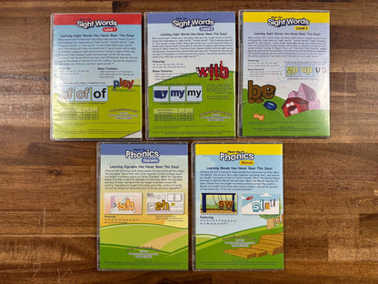Meet the Sight Words 1-3 + Phonics Digraphs & Blends DVD Lot (5)