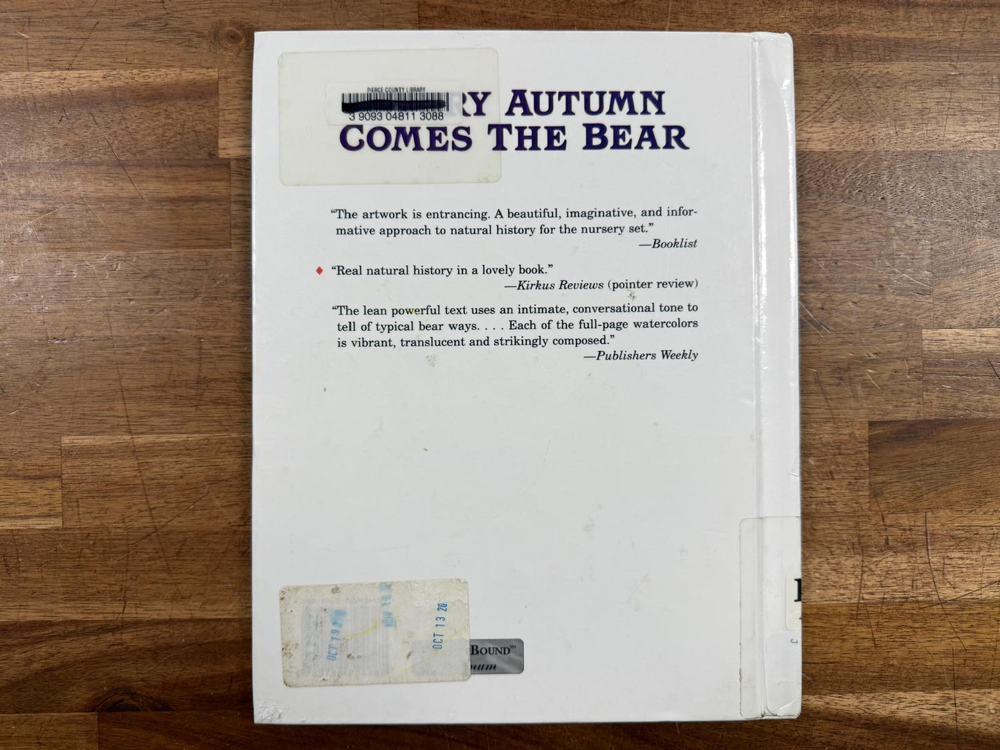 Every Autumn Comes the Bear - Jim Arnosky (HC, Good)