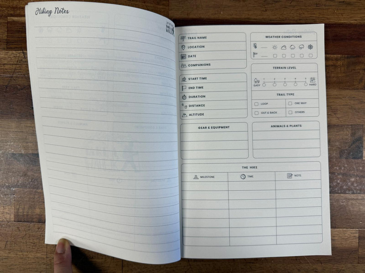 Hiking Journal: Hiking Trail Log Book w Prompts (VG)