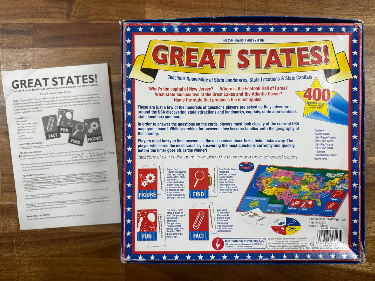 Great States! Board Game 2-6 Players Ages 7+ (Complete)