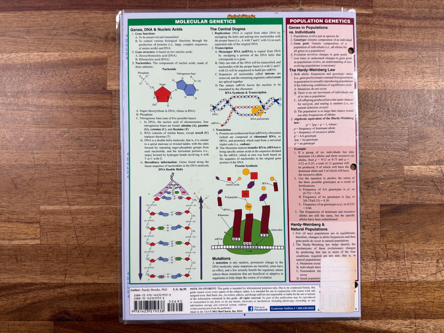 Biology Laminated Quick Study Academic Guides (Very Good)