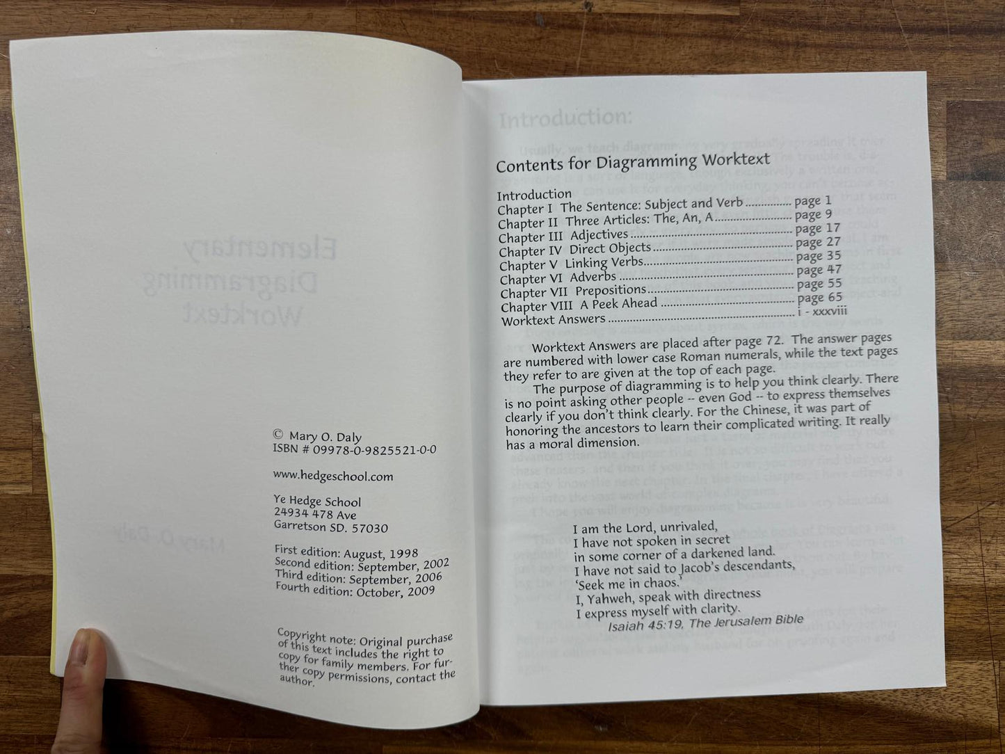 Elementary Diagramming Worktext - Mary O. Daly (PB, VG)