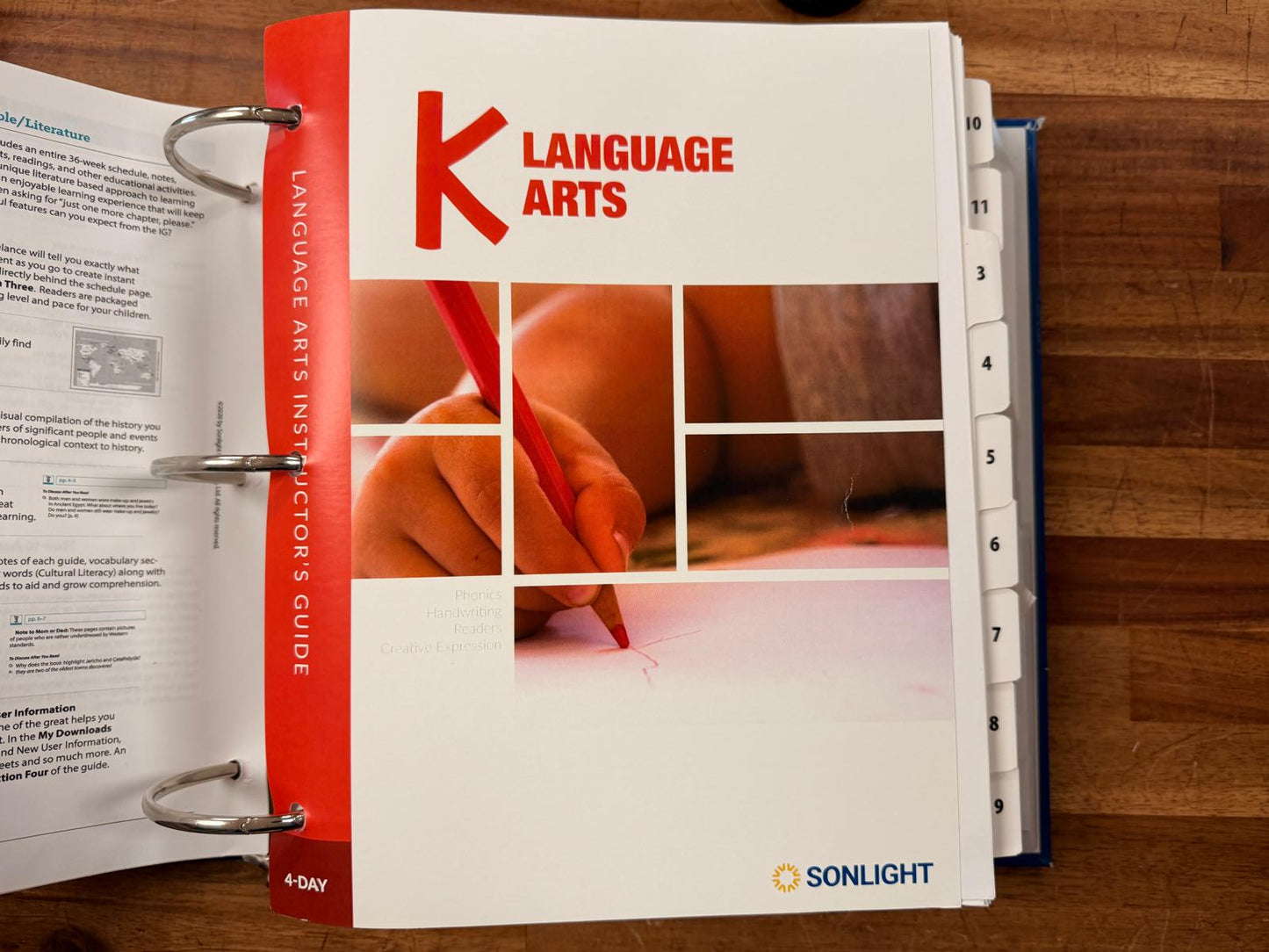 Sonlight K Instructor's Guide Binder History LA Science 4-Day