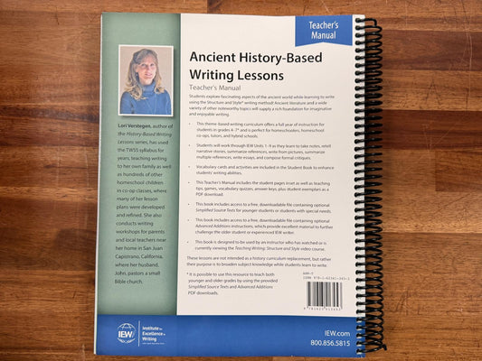 IEW Ancient History-Based Writing Lessons Teacher's Manual