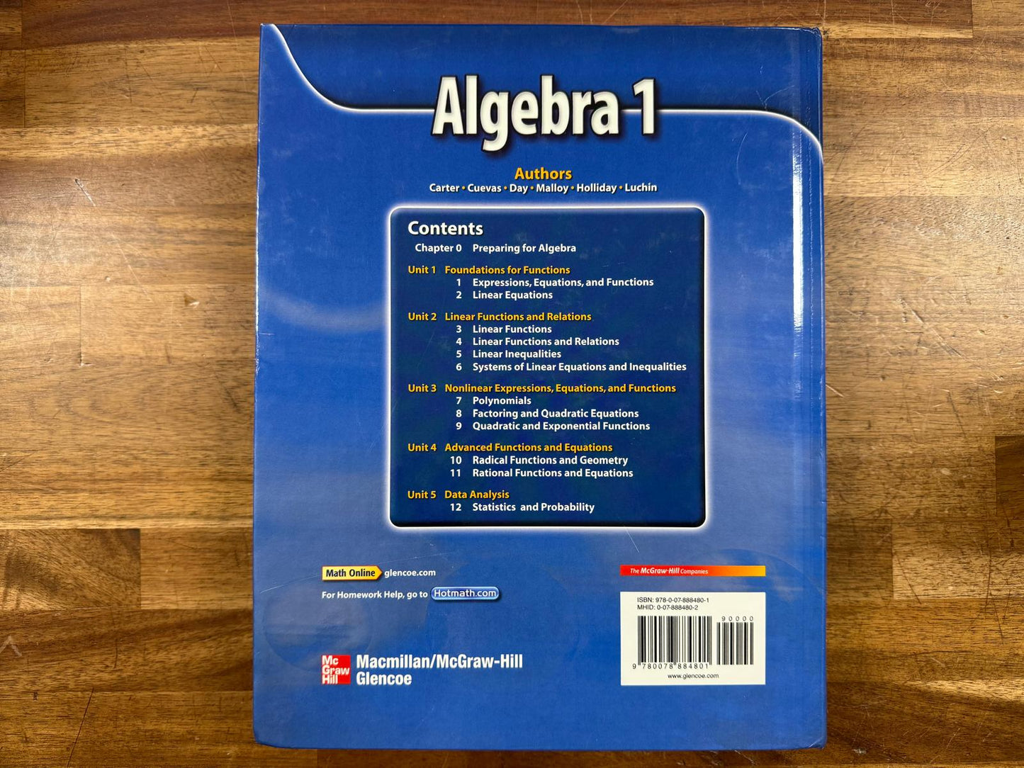 Algebra 1 - Textbook - Glencoe McGraw-Hill (HC, VG)