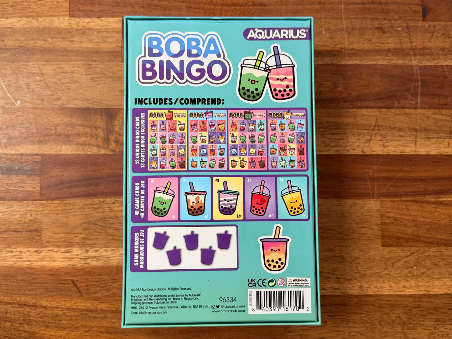 Aquarius Boba Bingo Game 2-8 Players Ages 8+ Family Party Game
