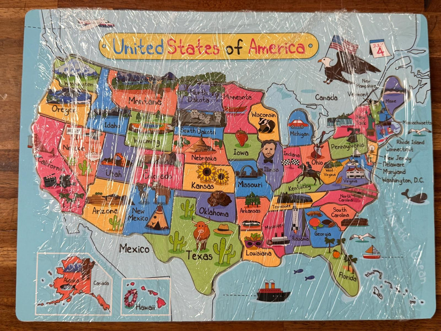 Hardboard Unites States of America Puzzle Map