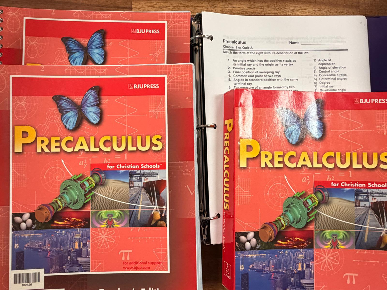 BJU Precalculus SET of 4: Text, Teacher Manuals Pt 1&2, Tests