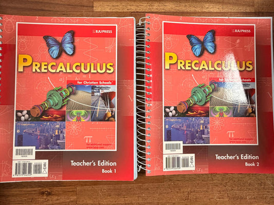 BJU Precalculus SET of 4: Text, Teacher Manuals Pt 1&2, Tests