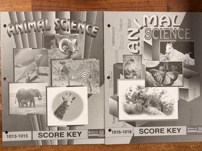 School of Tomorrow Animal Science Score Keys 1013-1024
