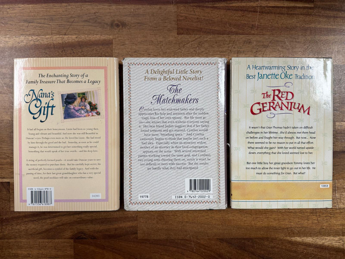 Janette Oke LOT of 3: Nana's Gift, Matchmakers, Red Geranium