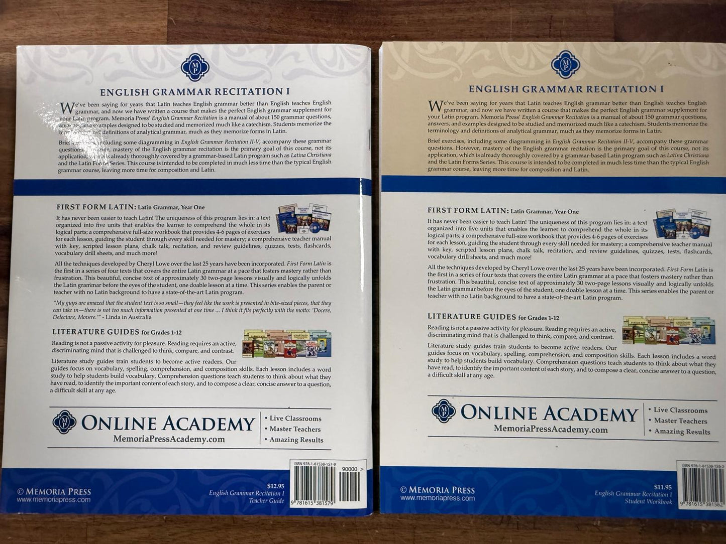 Memoria Press English Grammar Recitation I - Student & Tchr
