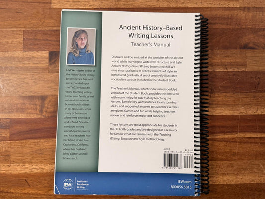 IEW Ancient History-Based Writing Lessons Teacher's Manual
