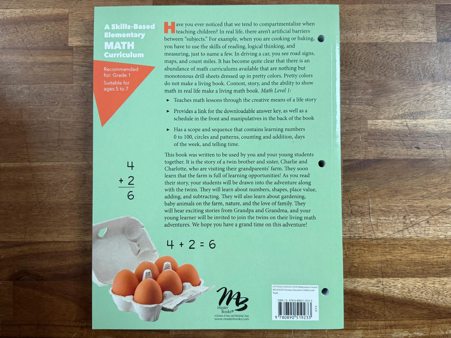 Master Books: Math Lessons for a Living Education: Level 1 (LIKE NEW)