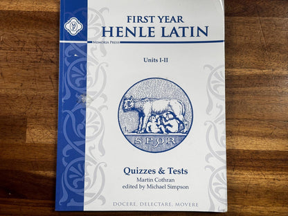 Memoria Press First Year Henle Latin Units I-II Quizzes & Tests - Condition GOOD & CLEAN