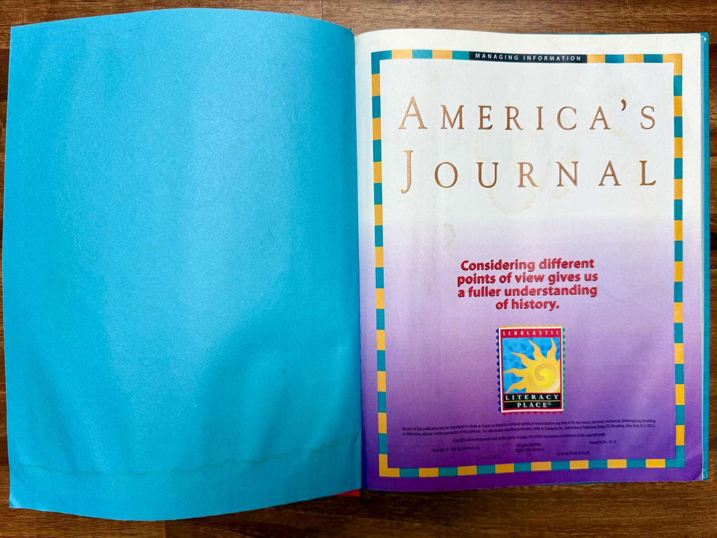 Scholastic America's Journal Literacy Source Book 5th Grade - CONDITION Acceptable and Clean