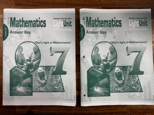CLE Mathematics Grade 7 Answer Key Set – Light Units 701–710 (2 Booklets)