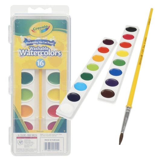 16 Color Crayola Washable Watercolor Pans Set