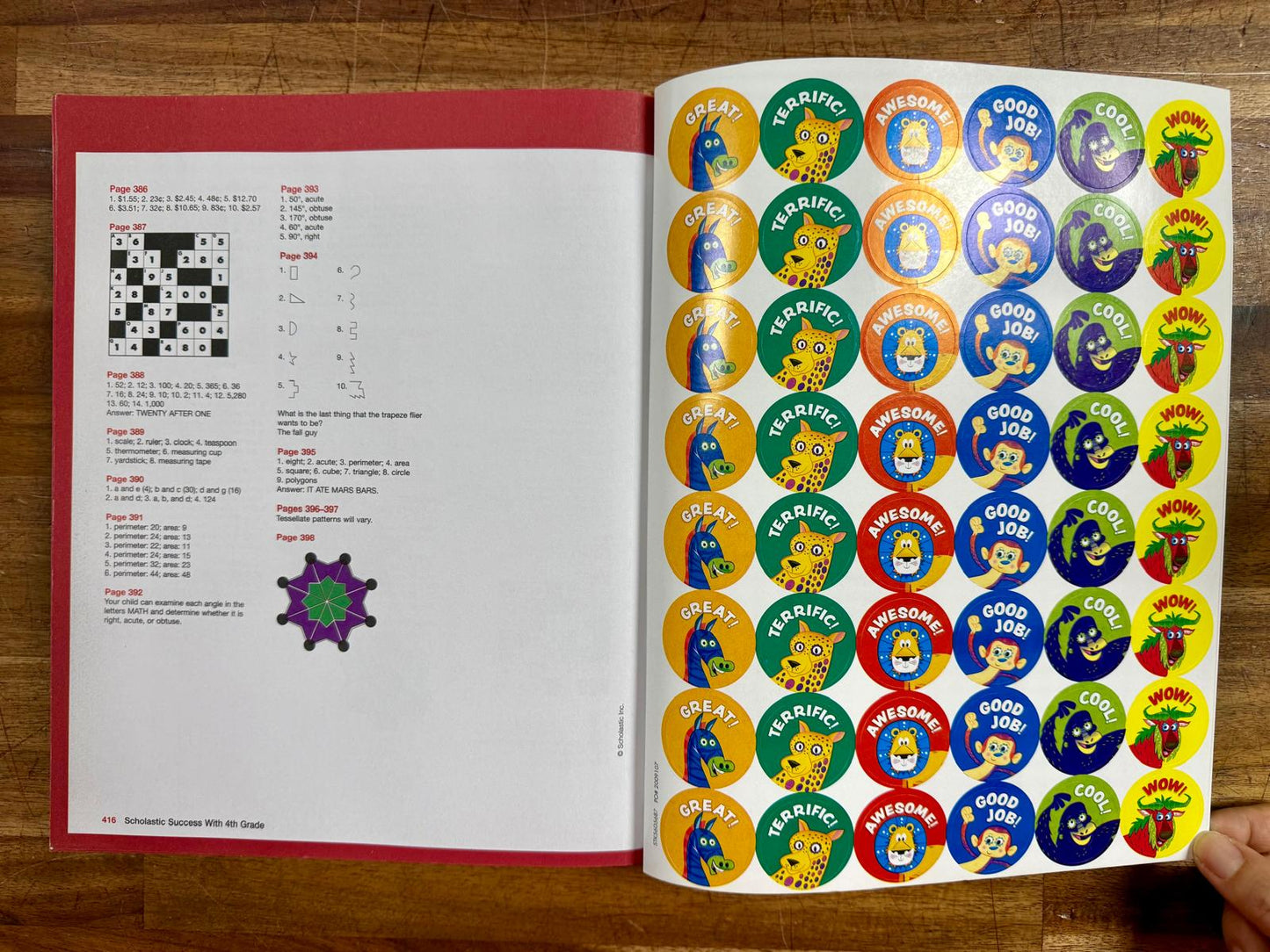 Scholastic 4th Grade Workbook w Motivational Stickers - VG