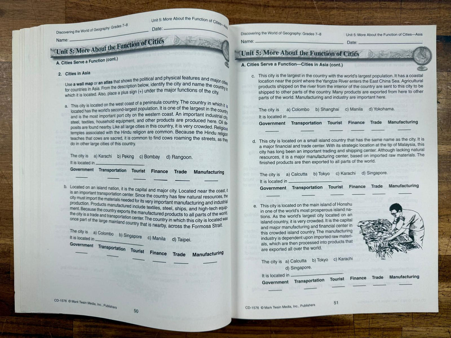 Mark Twain Discovering the World of Geography Workbook Gr 7-8