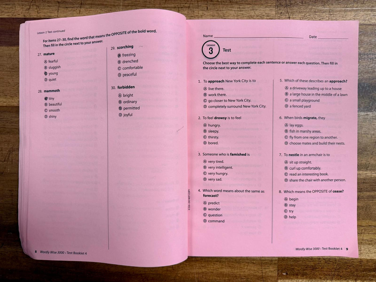Wordly Wise 3000 Book 4 Test Booklet 4th Ed - Acceptable