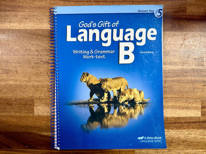 Abeka God's gift of language B Grade 5 Answer key 3rd ed