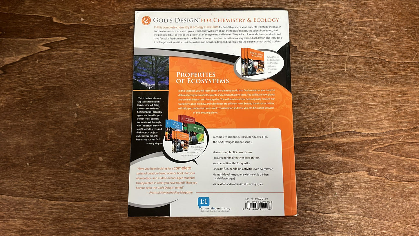 God's Design For Chemistry and Ecology: Properties of Ecosystems Student Text