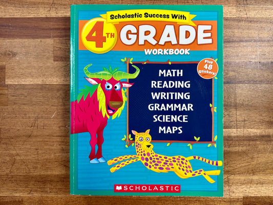 Scholastic 4th Grade Workbook w Motivational Stickers - VG