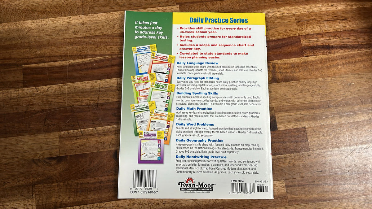 Daily Promblems Evan-Moor Daily Word Problems Grade 4 - Math Skill Building Workbook by ...