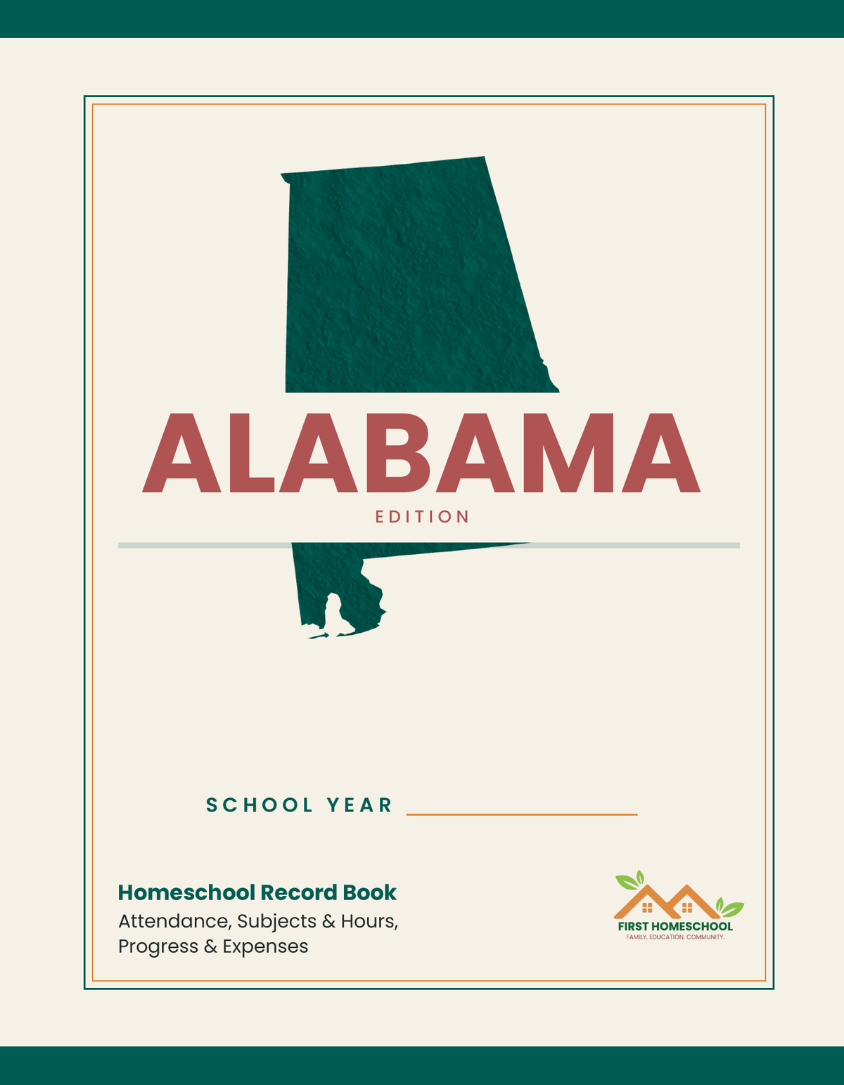 Homeschool Record Book — Attendance, Subjects & Expenses (Alabama Edition)