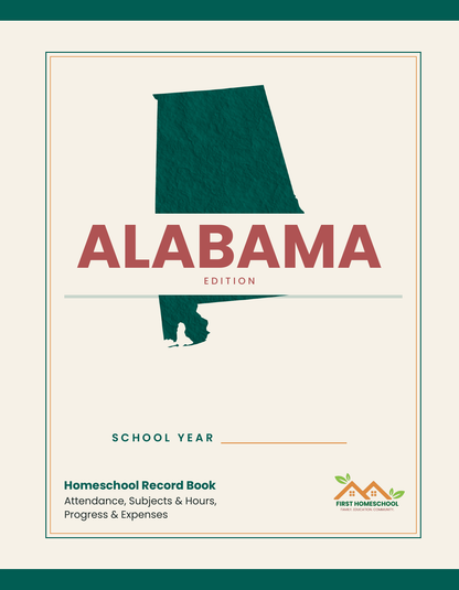 Homeschool Record Book — Attendance, Subjects & Expenses (Alabama Edition)