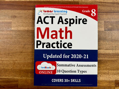 ACT Aspire Math Practice Grade 8 Workbook - Like New