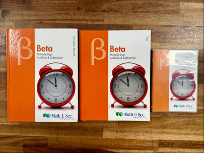 Math-U-See Beta Instruction Manual, Tests & DVD - Like New