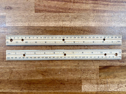 Set of 2 Wooden School Rulers 12 Inch/30cm