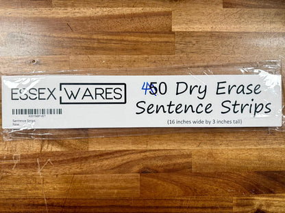 Essex Wares 40 Dry Erase Sentence Strips 16x3 inches