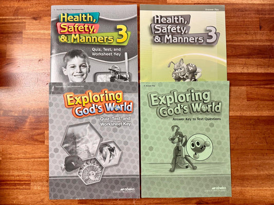 Abeka Grade 3 Health Safety Manners & Science Key Set of 4 - VG