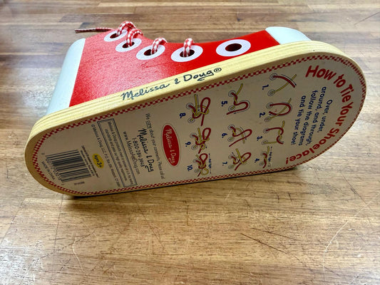 Melissa & Doug Wooden Lacing Shoe How to Tie Your Shoelace