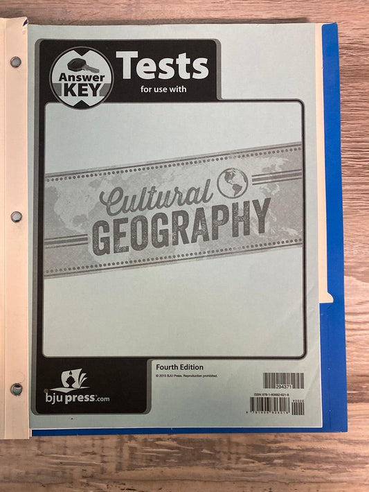 BJU Cultural Geography 4th Edit Test Key