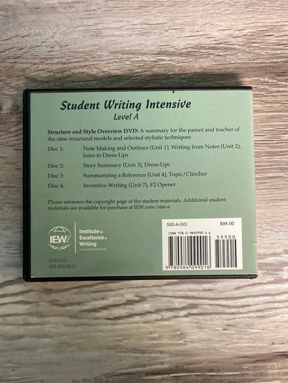 IEW Student Writing Intensive Level A DVD's and Notebook