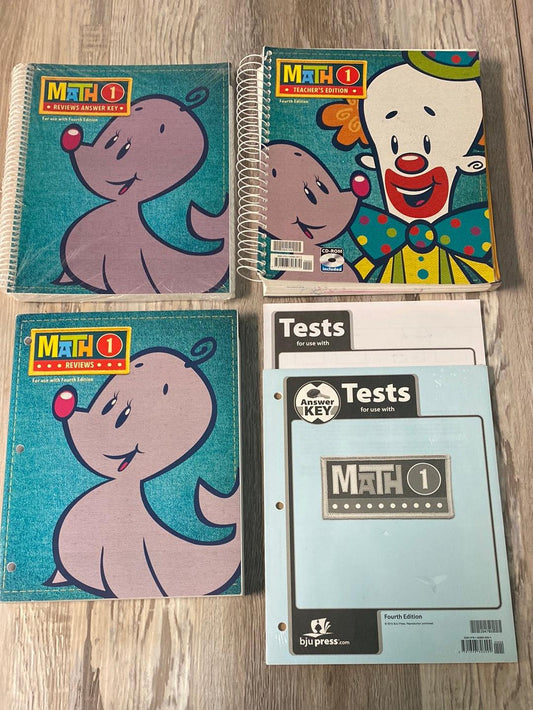 BJU- Math 1 set 4th Ed -5 Piece lot
