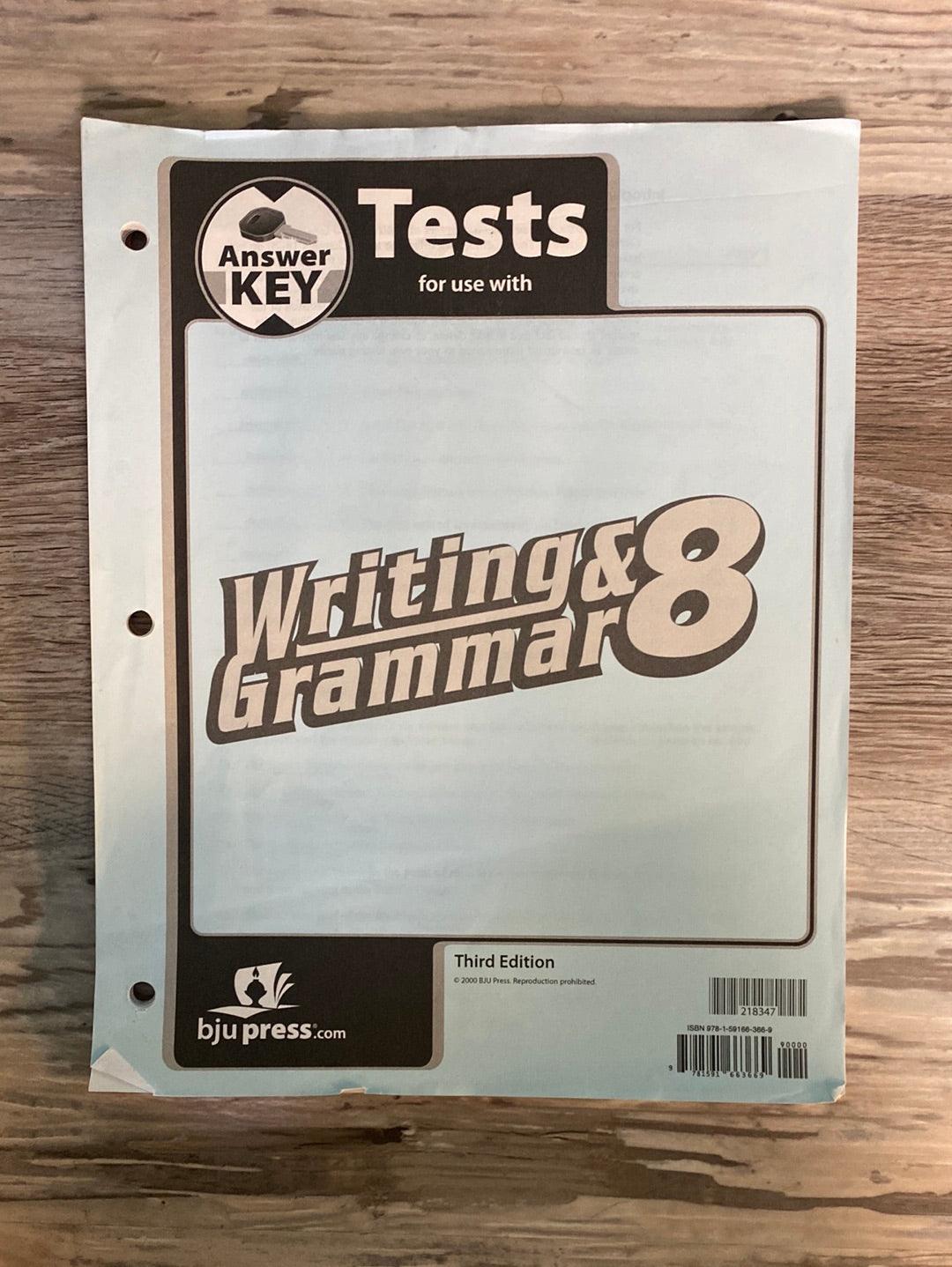 BJU Writing & Grammar 8 TE and Test Key 3rd
