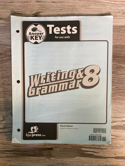 BJU Writing & Grammar 8 TE and Test Key 3rd