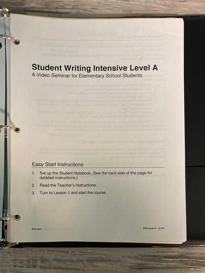 IEW Student Writing Intensive Level A DVD's and Notebook