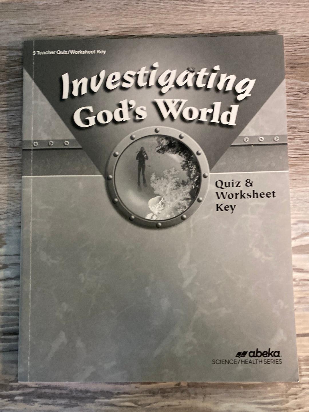 Abeka Investigating God's World 4th Ed. Keys