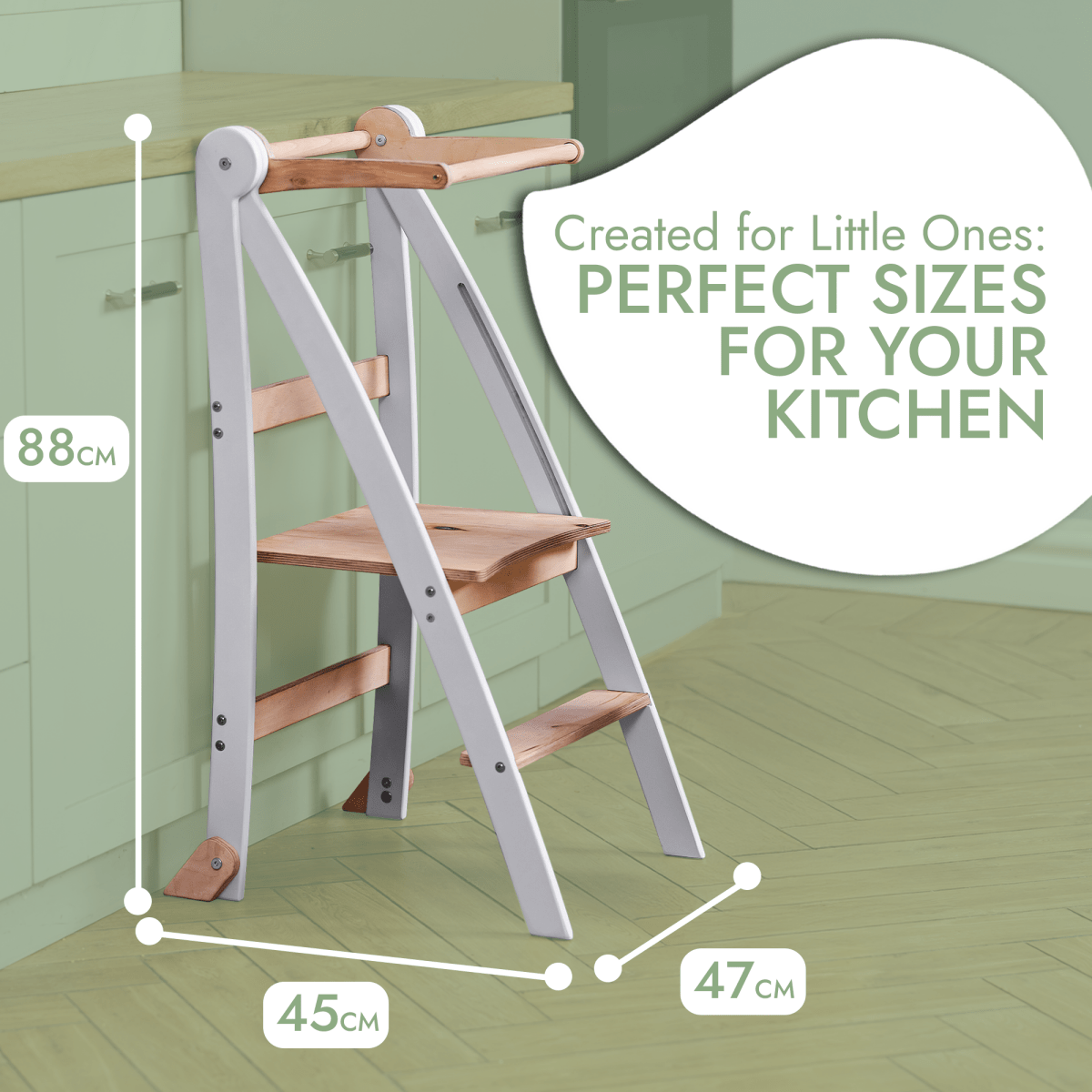 Learning Tower: Foldable Step Stool for Toddlers - Gray