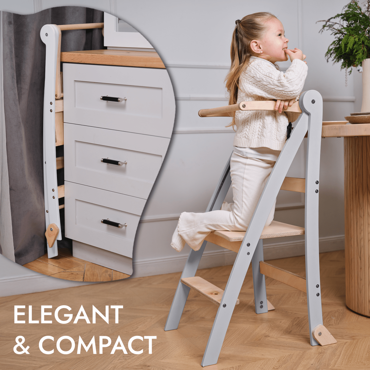 Learning Tower: Foldable Step Stool for Toddlers - Gray