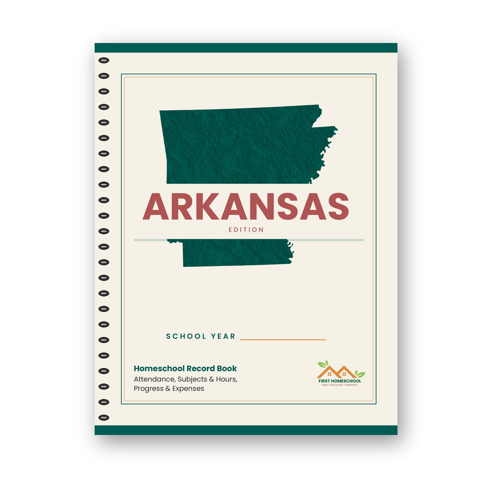 Homeschool Record Book — Attendance, Subjects & Expenses (Arkansas Edition)